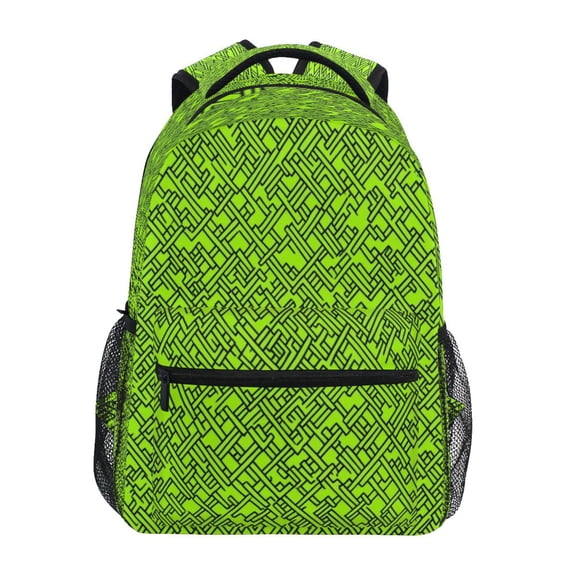 Green Stripe Pattern Stylish Large Backpack 15L Self-Standing Durable Twill for School, Office and Travel Use