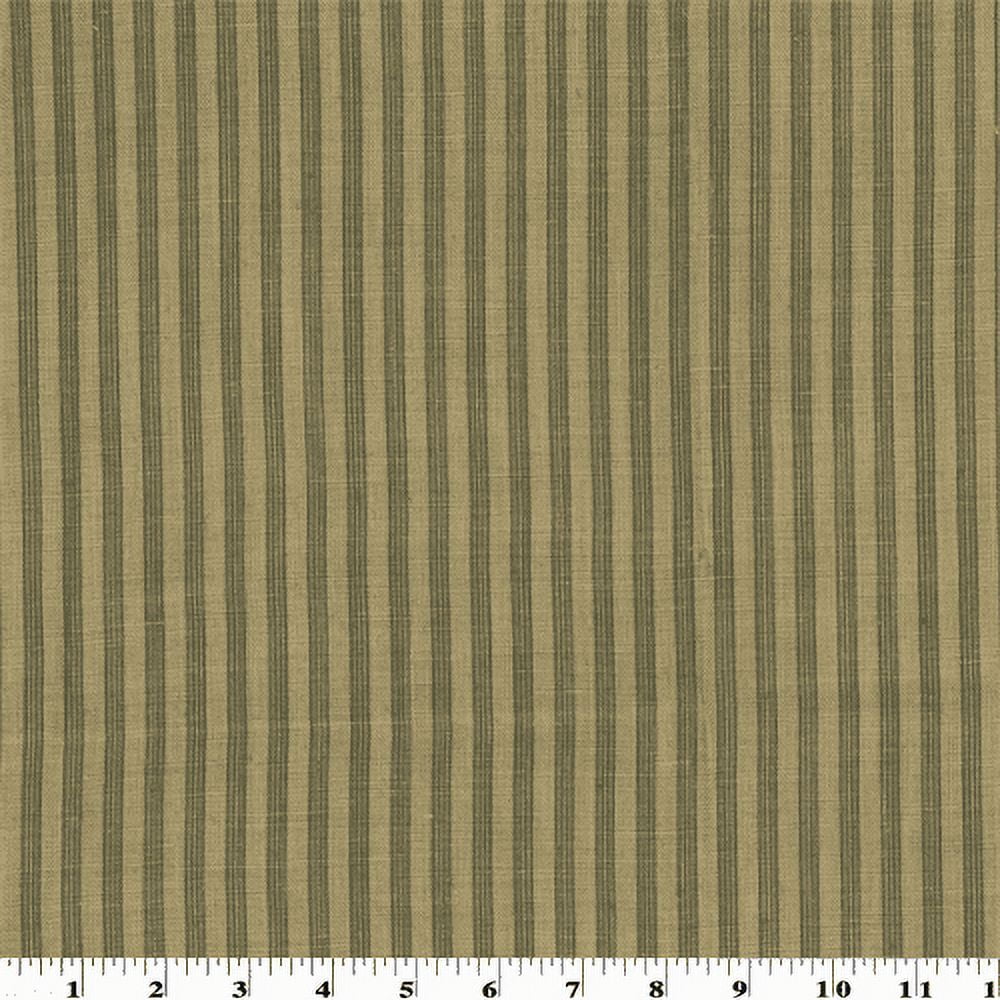 Green Stripe Print Linen Home Decorating Fabric, Fabric By the Yard