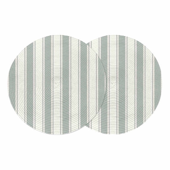 Green Stripe Round 13 Inch Placemats Set of 2, Modern Farmhouse Geometric Striped HeatResistant Non Slip Place Mats for Dining Table, Wipeable Braided Kitchen Table Mats for Housewarming