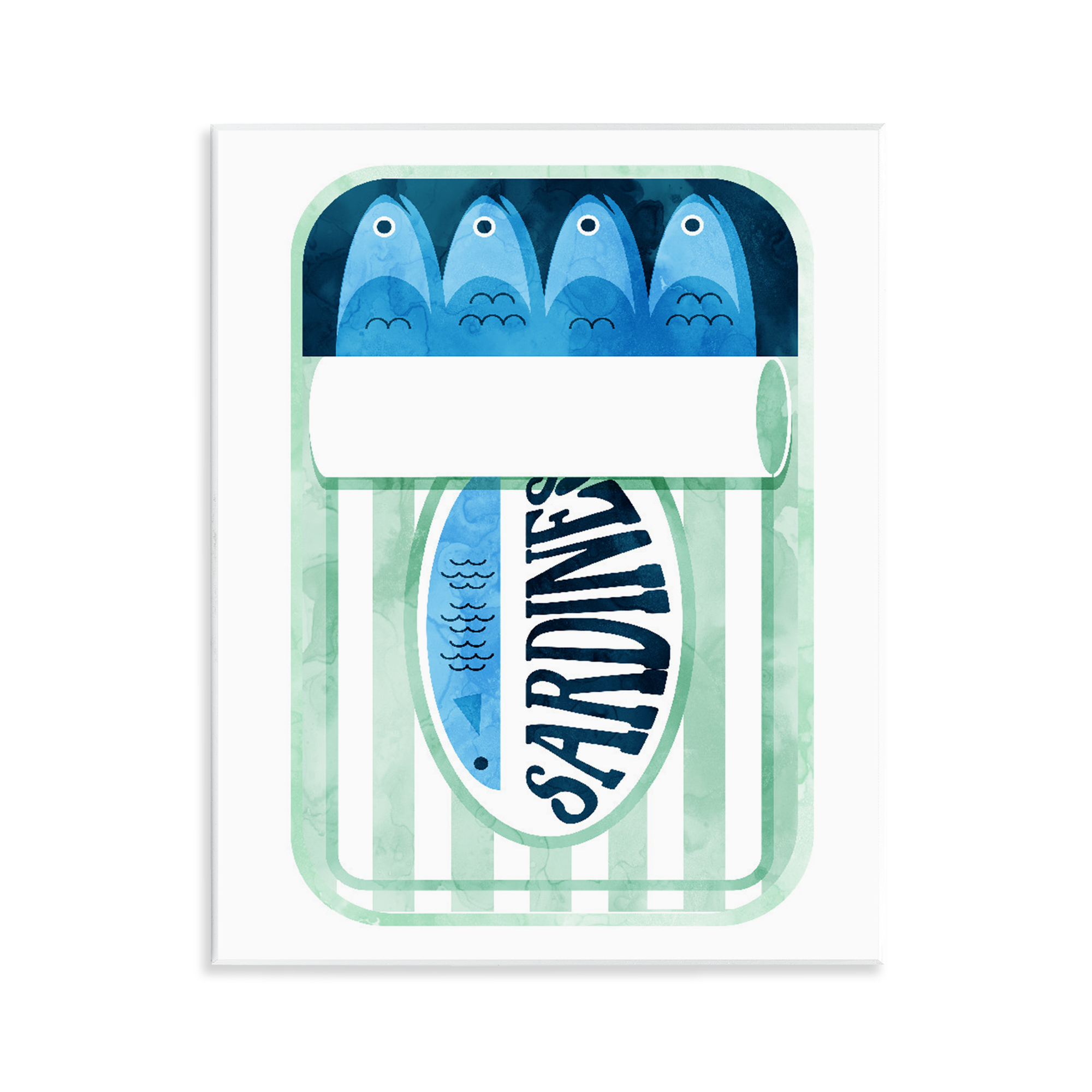 Green Stripe Sardine Tin Wall Plaque Art, design by Daphne Polselli