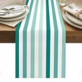 thumbnail image 1 of Green Stripe Table Runner - 36 Inch Long, Kitchen Dining Table Runner Dresser Scarves, Gradient Geometric White Vertical Striped Farmhouse Decor for Coffee Tables Wedding Party Banquet, 1 of 8