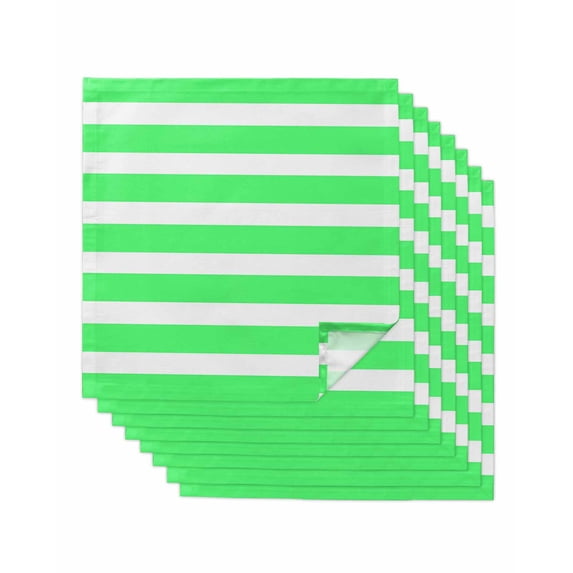 Green Striped Cloth Napkins Set of 8 Reusable Dinner Napkins, Modern Simple Monochrome Geometric White Cocktail Napkin Washable Table Napkins for Wedding/Holiday Party/Baby Shower 20"x20"