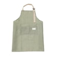 thumbnail image 1 of Green Striped Cotton Linen Apron With Pockets Waterproof Adjustable Chef Apron For Cooking Baking Kitchen Home Use Soft Comfortable Bib Apron For Women Men Unisex, 1 of 6