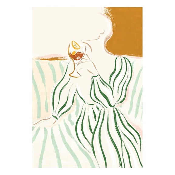 Green Striped Dress Print Wall Art, Modern Wall Decor For Living Room Bedroom, 8x12 UNFRAMED