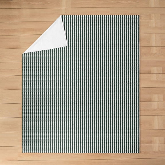Green Striped Fleece Blanket for Bed and Couch Soft Warm Throw Blanket
