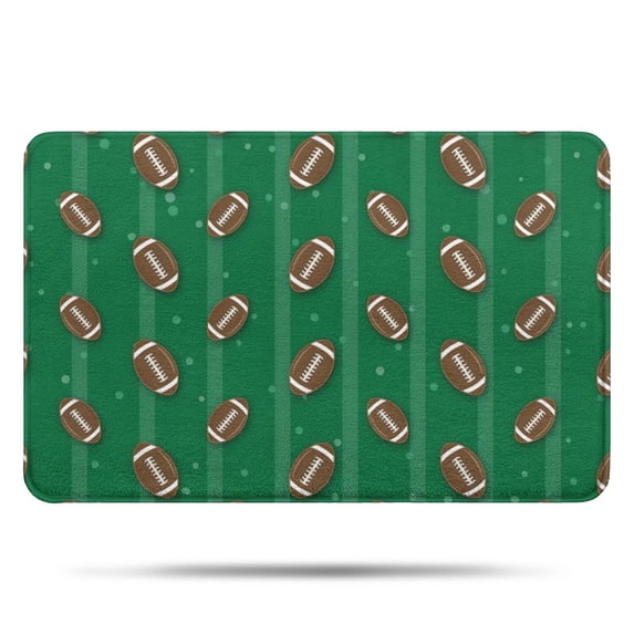 Green Striped Footballs Pattern Bathroom Rugs Mat,Non Slip Microfiber Bathroom Rug,Rubber Backing,Soft Bathroom Mats for Bathroom Floor,Tub and Shower,17x27in(43x68cm)