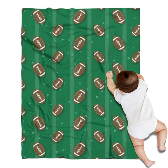 Green Striped Footballs Pattern Blanket,Comfortable Soft Lamb Wool Throw Blanket,All Season,Warm Lightweight Blankets for Sofa Bed Couch Living Room Chair,30"x40"