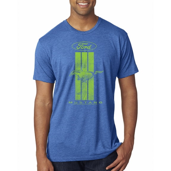 Green Striped Ford Mustang | Mens Cars and Trucks Premium Tri Blend T-Shirt, Vintage Royal, 2XL