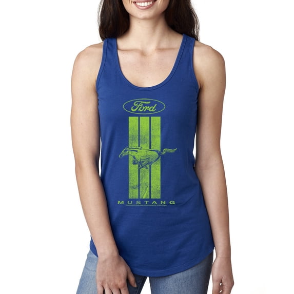 Green Striped Ford Mustang | Womens Cars and Trucks Jersey Racerback Tank Top, Royal, Small