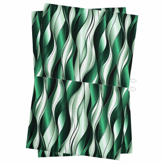 Green Striped Ombre Kitchen Towels Set of 2, Water Absorbent Dish Towel, Modern Green Moire Geometric Decorative Hand Towels - Quick Drying Cloth for Cooking Baking, 18x28 Inch