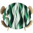 thumbnail image 1 of Green Striped Ombre Round Tablecloth, Fitted Table Cover with Elastic for 55"-60" Round Tables, Modern Green Moire Geometric Table Cloth Outdoor Indoor Dinning Party Waterproof Tablecloths, 1 of 7