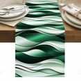 thumbnail image 1 of Green Striped Ombre Table Runner - 108 Inch Long, Kitchen Dining Table Runner Dresser Scarves, Modern Green Moire Geometric Farmhouse Decor for Coffee Tables Wedding Party Banquet, 1 of 8