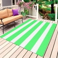 thumbnail image 1 of Green Striped Outdoor Rug 6x9 Ft, Non Slip Washable Area Rug, Modern Simple Monochrome Geometric White Patio Rugs Carpet Runner, Large Floor Mat for Indoor/Outdoor Deck Porch Camping, 1 of 8