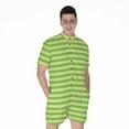 thumbnail image 1 of Green Striped Pattern Short Sleeve Men'S Rompers Casual Summer Jumpsuits Outfit, 1 of 4