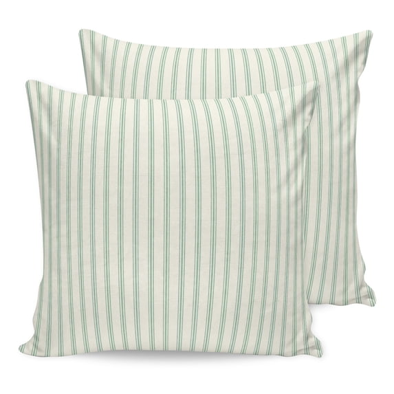 Green Striped Pillow Covers 26x26 Set of 2, Modern Boho Vertical Stripes Throw Pillow Covers Decorative Couch Cushion Cover, Microfiber Soft Square Pillowcases for Bedroom Living Room Sofa