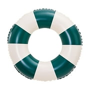 Green Striped Pool Ring, Classic Inflatable Inner Tube, Floats, Water Toys for Summer Pool Parties