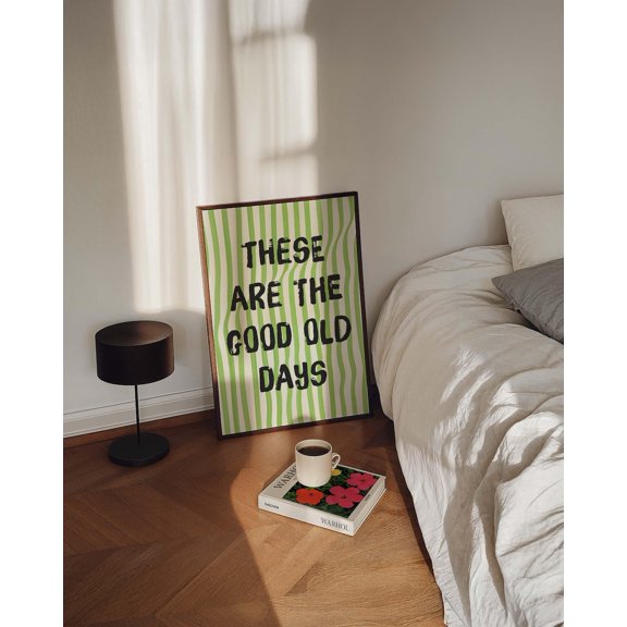 Green Striped Poster Nostalgic Wall Art