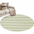 thumbnail image 1 of Green Striped Round Rug 4ft Washable Circle Entryway Rugs Non Slip Classic Retro Simple Horizontal Stripes Area Rug Indoor Floor Carpet for Bedroom Kitchen Living Room Home Office Dining Room Nursery, 1 of 9