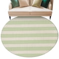 thumbnail image 1 of Green Striped Round Rug 5ft Washable Circle Kitchen Rugs Non Slip Classic Retro Simple Horizontal Stripes Large Area Rug Indoor Floor Carpet for Bedroom Living Room Home Office Dining Room Nursery, 1 of 9