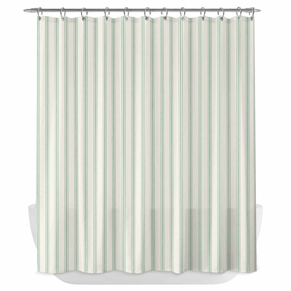 Green Striped Shower Curtain - Water Repellent Fabric Shower Curtains Washable, Modern Boho Vertical Stripes Decorative Polyester Cloth Bathroom Curtains Modern Bath Decor 72"x72"