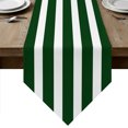 thumbnail image 1 of Green Striped Table Runner Linen Burlap Table Runner 48 Inches Long Farmhouse Abstract Horizontal Stripes Dresser Scarves for Kitchen Island Coffee Dining Room Party Wedding Holiday Decor 13"x48", 1 of 8