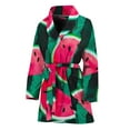 thumbnail image 1 of Green Striped Watermelon Pattern Women Bathrobe One Size Univeral Fits Fashion Lightweight Plush Fleece Long Robe For Women, 1 of 3