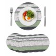 thumbnail image 1 of Green Stripes Abstract Round 13 Inch Placemats Set of 6, Geometric Spring Flowers Rustic HeatResistant Non Slip Place Mats for Dining Table, Wipeable Braided Kitchen Table Mats for Housewarming, 1 of 9