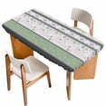 thumbnail image 1 of Green Stripes Abstract Table Cloths for 6 Foot Rectangle Tables, Geometric Spring Flowers Rustic Patio Waterproof Elastic Fitted Tablecloths, Washable Rectangular Table Cover for Camping, 1 of 8