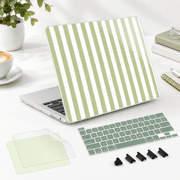 Green Stripes Hard Plastic Laptop Shell Case for 13 Inch MacBook Pro with Touch Bar