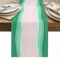 thumbnail image 1 of Green Stripes Table Runner - 108 Inch Long, Kitchen Dining Table Runner Dresser Scarves, Light Pink Ombre Simple Abstract Lines Farmhouse Decor for Coffee Tables Wedding Party Banquet, 1 of 8