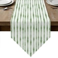 thumbnail image 1 of Green Stripes Table Runner Linen Burlap Table Runner 70 Inches Long Farmhouse Modern Abstract Art Dresser Scarves for Kitchen Island Coffee Dining Room Party Wedding Banquet Holiday Decor 13"x70", 1 of 8