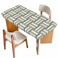 thumbnail image 1 of Green Stripes Texture Table Cloths for 6 Foot Rectangle Tables, Retro Minimalist Geometric Lines Art Patio Waterproof Elastic Fitted Tablecloths, Washable Rectangular Table Cover for Camping, 1 of 8