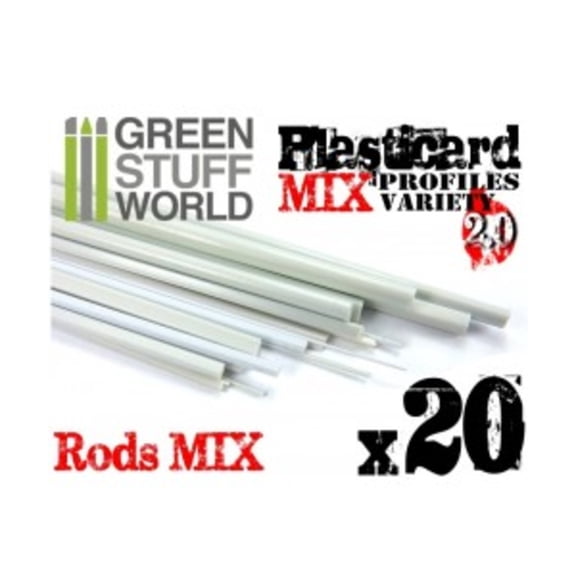 Green Stuff World ABS Plasticard Combo Mix - Rods New