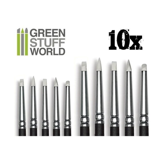 Green Stuff World Colour Shapers Brush Set Combo - White, Soft #0/#2 New