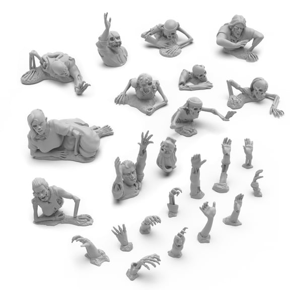 Green Stuff World Dead Rising Zombies Miniatures Set  1:48 Scale Unpainted Resin Figures for Tabletop Games, Dioramas, and Miniature Painting  3D Printed Undead Models for RPGs & Hobby Collections