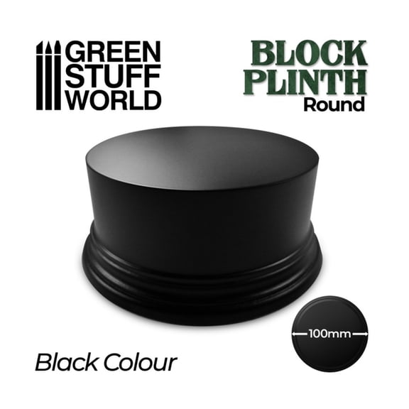 Green Stuff World Round Block Plinth - 10cm (Black) New