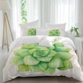 thumbnail image 1 of Green Succulent Full Size Comforter Set, Green Leaves Ferns Plants Abstract Bedding for All Seasons, 4 Pcs Bed Set, 1Quiltcover (86"x86") ,1Sheet(80"x116"), 2Pillowcases (30"x20"), 1 of 12