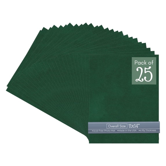Green Suede 11x14 Uncut Art Mat Board - No Opening - 25 Mats