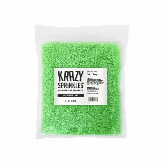 Krazy Sprinkles - Edible Green Sugar Sand - Bold Cake Decoration, 1lb Bag