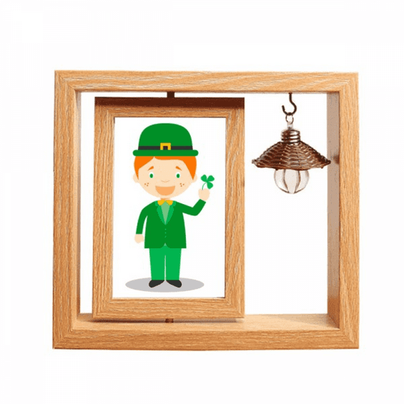 Green Suit Ireland Cartoon Wooden Rotating Picture Photo Frame 4x6