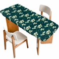 thumbnail image 1 of Green Summer Botanical Table Cloths for 8 Foot Rectangle Tables, Spring Floral Birds Farmhouse Patio Waterproof Elastic Fitted Tablecloths, Washable Rectangular Table Cover for Camping, 1 of 8