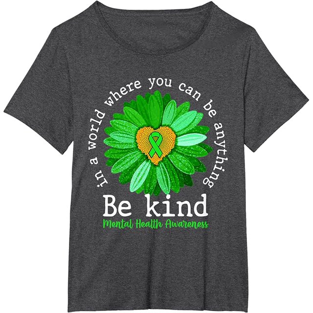 Green Sunflower Be Kind Tee Mental Health Awareness Support T-Shirt ...