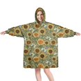 thumbnail image 1 of Green Sunflower Bee Pattern Wearable Oversized Blanket,Wearable Blanket Hoodie for Adults,Cozy Hooded Blankets with Super Pockets,Super Warm Fuzzy Pullover for Women & Men, 1 of 6