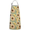 thumbnail image 1 of Green Sunflower Pattern Apron-Garden Aprons for Women with Pockets-Cotton Linen Waterproof Kitchen Cooking Gardening Aprons Adjustable for Kitchen,Cooking,BBQ and Salon 33x27 Inch, 1 of 7