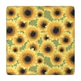 thumbnail image 1 of Green Sunflower Pattern Square Fitted Tablecloth with Elastic Edge,Square Table Cover,Washable Elastic Table Cover for Home Kitchen Party Decor 34"x34", 1 of 6