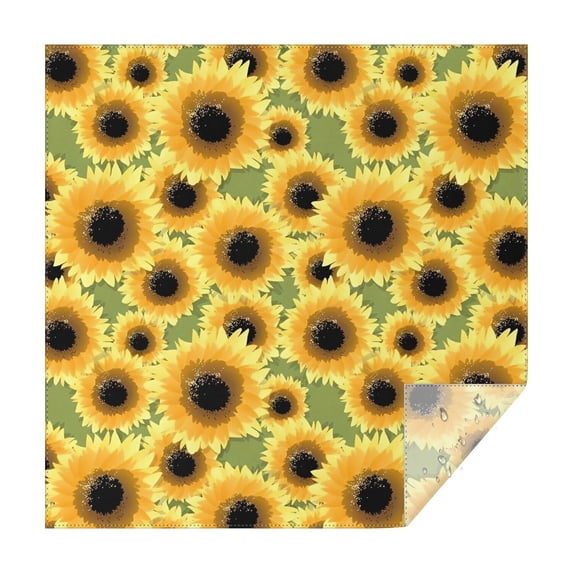 Green Sunflower Pattern Square Tablecloth,Waterproof Square Table Cover,Wipeable Spillproof Washable Table Cover for Home Kitchen Party Decor 42"X42"(107x107cm)