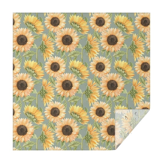 Green Sunflower Pattern Square Tablecloth,Waterproof Square Table Cover,Wipeable Spillproof Washable Table Cover for Home Kitchen Party Decor 60"x60"(152x152cm)