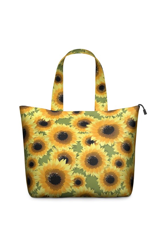 Green Sunflower Pattern Travel Tote Bags for Women Carry On,Large Weekender Bags for Women Travel,Multi Functional Duffle Bag for Work,Shopping,Sports