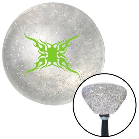 Green Super Large Tribal Flames Clear Retro Metal Flake Shift Knob with M16 x 1.5 Insert Auto Brody