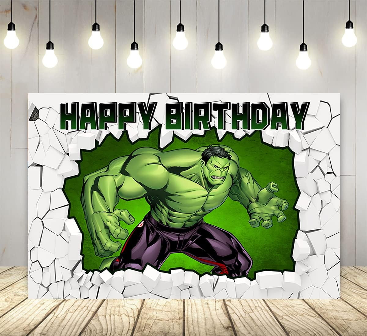 Green Superhero Backdrop for Birthday Party Supplies 5x3ft Brick Wall